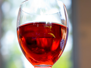 Image showing Glass of red wine indoors