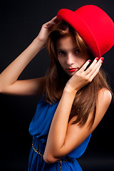 Image showing beautiful woman with red hat