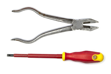 Image showing Pliers and screwdriver