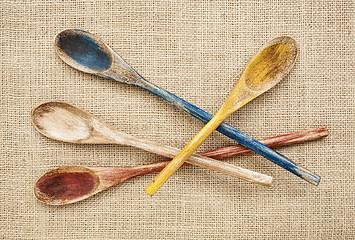 Image showing rustic wooden spoons