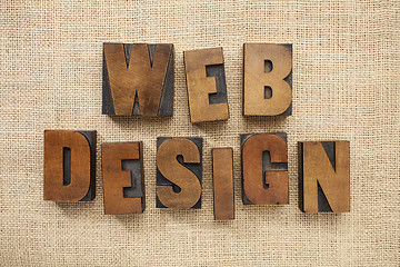 Image showing web design in wood type blocks