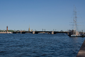 Image showing movable bridges on the River Neva and Petrov's Palace. St. Petersburg. Russia.