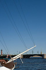 Image showing movable bridges on the River Neva and Petrov's Palace. St. Petersburg. Russia.