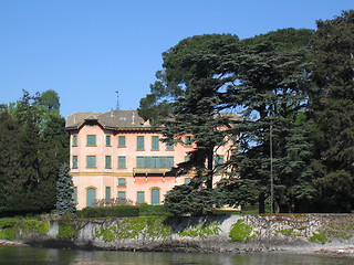 Image showing pink villa on como lake