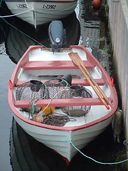 Image showing Boat lobster pots