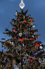 Image showing Big beautiful well decorated Christmas tree