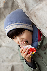 Image showing boy eating ice cream