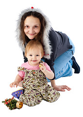 Image showing mother with daughter with christmas accessories