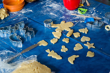 Image showing Children baking Christmas cookies