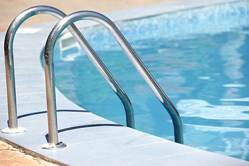 Image showing Handrail of the public swimming pool