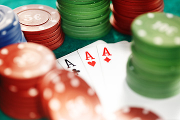 Image showing Cards and casino chips