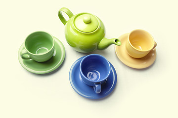 Image showing Teapot and teacups