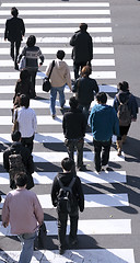 Image showing Group of people crossing the street