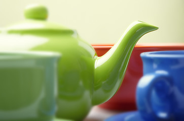 Image showing Teapot with cups