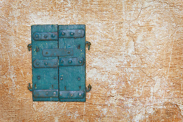 Image showing Old doors - shutters on wall