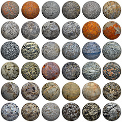 Image showing Set of 3D stone balls on white - seamless texture