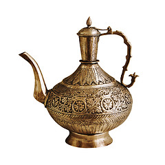 Image showing Vintage Indian teapot on a white background