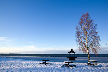 Image showing Barbecue place at winter