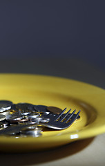Image showing Euro coins in a plate