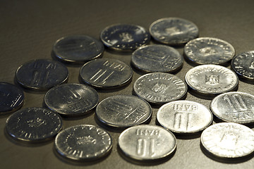 Image showing Close up photo of coins