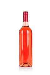 Image showing Bottle of rose wine isolated on white 