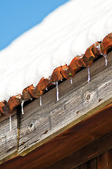 Image showing ice cycles on a roof