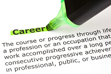 Image showing Career highlighted in green