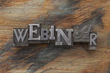 Image showing webinar word in metal type