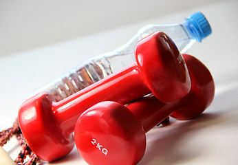 Image showing Red dumbbells 