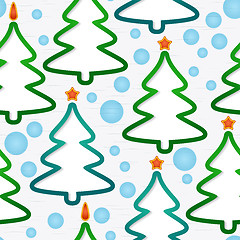 Image showing Seamless pattern with christmas-trees and snowflakes