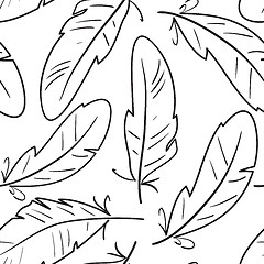 Image showing Seamless pattern with birds feathers