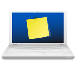 Image showing Yellow sticky note at the laptop screen