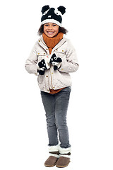 Image showing Little fashionable girl in warm clothes