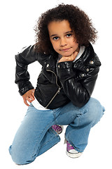 Image showing Afro American kid posing stylishly to the camera