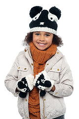 Image showing Portrait of a lovely little girl in winter outfit