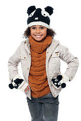 Image showing Cute little girl in fashionable warm winter clothes