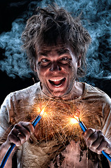 Image showing Crazy electrician