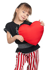 Image showing Little girl with red heart