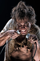 Image showing Crazy electrician