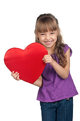 Image showing Little girl with red heart