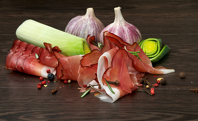 Image showing Jamon and Vegetables