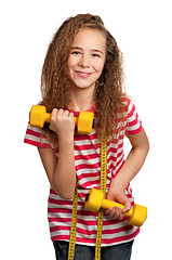 Image showing Girl with dumbbells