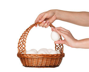 Image showing Basket with eggs