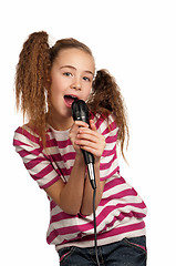 Image showing Girl with microphone