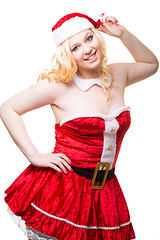 Image showing beautiful sexy santa girl wearing santa claus clothes