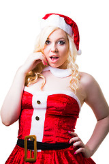 Image showing beautiful sexy santa girl wearing santa claus clothes