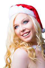 Image showing beautiful sexy santa girl wearing santa claus clothes