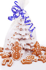 Image showing christmas gingerbreads tree on white background