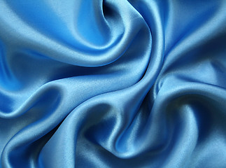 Image showing Smooth elegant blue silk as background