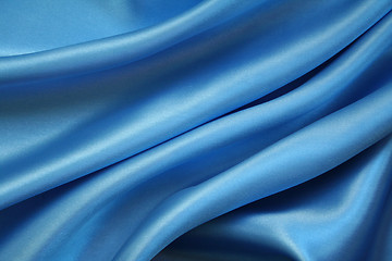 Image showing Smooth elegant blue silk as background